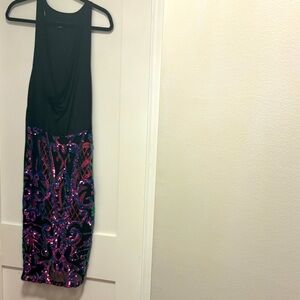 Elegant Black and Purple Sequin Dress